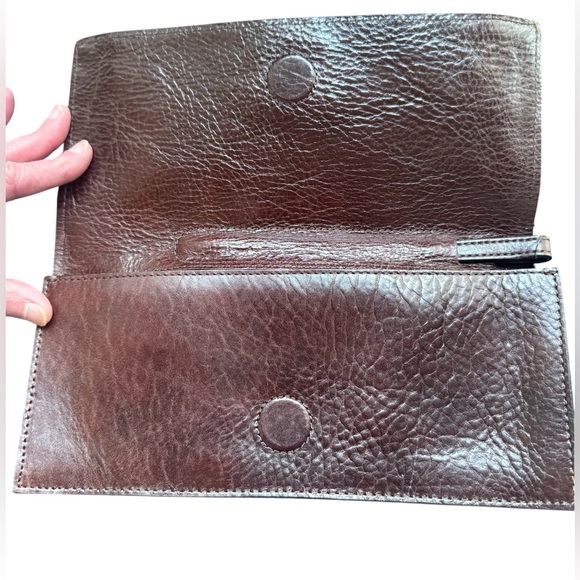 Wilson Leather Brown Basket Weave Pebble Leather Wristlet Wallet Unisex NWT VTG - Picture 3 of 8